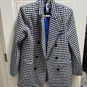 Nasty Gal Blue and White Checkered Blazer and skirt